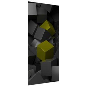 Samolepící fólie na dveře Černo - zelené kostky 3D 95x205cm ND3706A_1GV