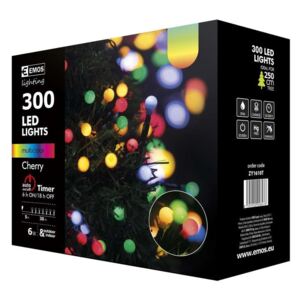 ZY1610T vánoční řetěz CHERRY 300LED multicolor IP44 30m + časovač