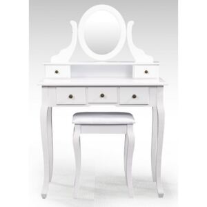 OVN Toaletní stolek se židlí IDN 4203 + 4205 bílý masiv borovice / MDF