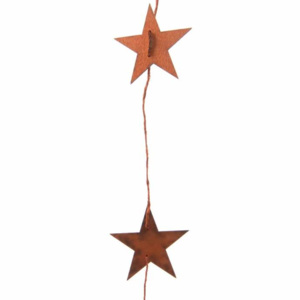Girlanda hvězdy dřevo 1,3m oranžová
