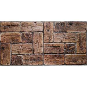 PVC obkladové 3D panely Dřevo staré hnědé Grace, 960 x 479 mm, 1.E0161