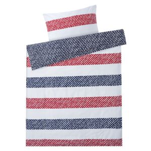 MERADISO® Saténové ložní prádlo, 140 x 200 cm (námořnická modrá / červená / bílá)