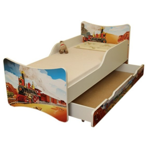 Dětská postel se zábranou a šuplík/y Vlak - 160x80 cm