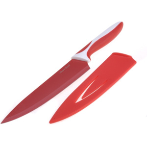 Smart Cook Ocelový nůž s keramickým povlakem 33cm, vysoký červený