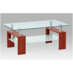 Konferenční stolek VALLO – sklo, třešeň, 110×60×45