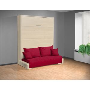 Výklopná postel s pohovkou VS 3058P, 200x180 cm barva lamina: Bříza 1715, nosnost postele: standartní nosnost, barva pohovky: ALOVA 30 bordo