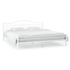 Kovový rám postele laťkový rošt - zaoblený design - bílý | 140x200 cm