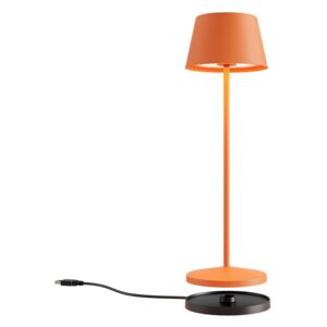 Redo Group 90215 La Nuit, moderní venkovní stolní lampa na baterii LED 2,2W 2700-3000K, stmívatelná, USB, svítí 9hod, kulatá oranžová, výška 36cm, IP65