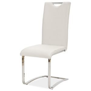 Čalouněná jídelní židle s prodlouženým opěradlem v bílé barvě KN517