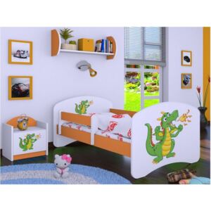Dětská postel bez šuplíku 160x80cm ZELENÝ DRAK - oranžová