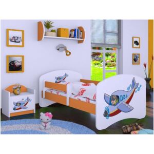 Dětská postel bez šuplíku 160x80cm LETADLO - oranžová