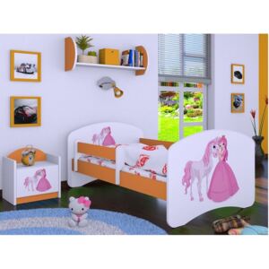 Dětská postel bez šuplíku 180x90cm PRINCEZNA A KONÍK - oranžová