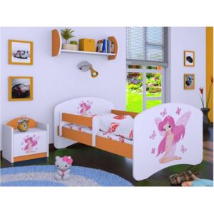 Dětská postel bez šuplíku 180x90cm VÍLA A MOTÝLCI - oranžová
