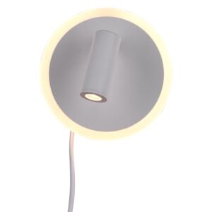 Trio Leuchten 229210231 JORDAN - LED nástěnná lampa k posteli s kabelem, LED 5W + 2W, 3000K, bílá barva