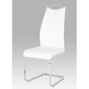 Autronic Jídelní židle bílá koženka / chrom HC-981 WT