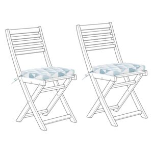 Sada 2 polštářů na zahradní židli v modrých trojúhelnících 29 x 38 x 5 cm FIJI