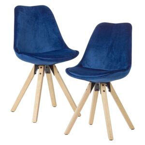 Wohnling Retro židle, 2 kusy (tmavě modrá / samet)