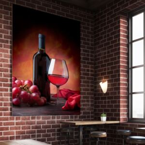 Obraz - červené zátiší s vínem strukturovaný lehčený plast 30 x 40 cm