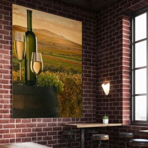 Obraz - vinařská krajina a bílé víno pátno na podrámku 30 x 40 cm