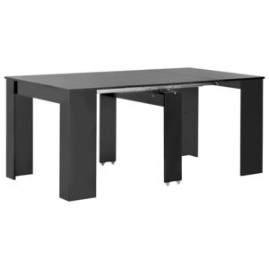 Rozkládací jídelní stůl černý s vysokým leskem 175 x 90 x 75 cm