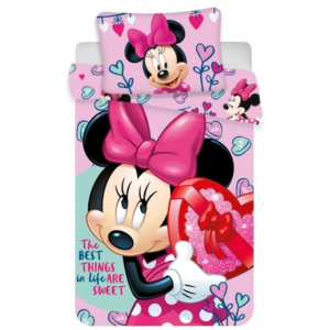 Jerry fabrics Disney povlečení do postýlky Minnie pink baby 100x135 + 40x60 cm