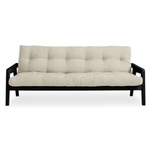 Černá variabilní rozkládací pohovka s futonem v béžové barvě Karup Grab Black/Beige