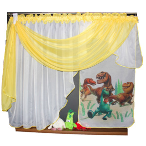 Dětská hotová voálová záclona Tina Disney Hodný Dinosaurus 400x150cm žlutá