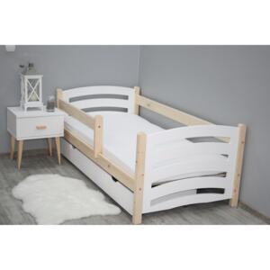 Maxi-Drew Dětská postel Mela 80x160cm borovice, bílá, rošt a úložný prostor