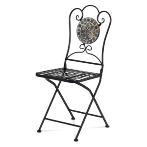 Autronic Zahradní židle, kamenná mozaika, kov, černý lak JF2205