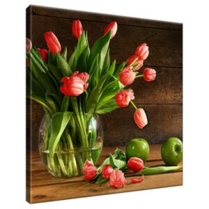 Obraz na plátně Nádherná kytice tulipánů a jablka 30x30cm 2199A_1AI