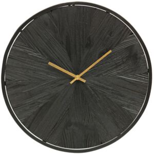 Hoorns Černé dřevěné nástěnné hodiny Valey 42 cm