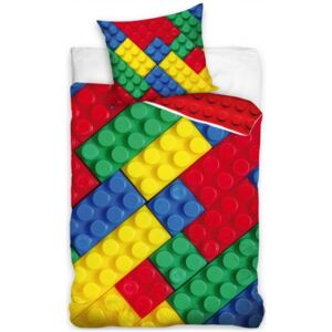 TipTrade (CZ) • Dětské bavlněné ložní povlečení Kostky (podobné stavebnici LEGO) - 100% bavlna - 70 x 90 cm + 140 x 200 cm