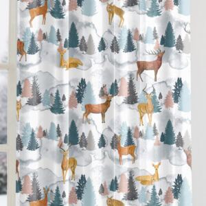 Goldea vánoční závěs loneta - vzor malovaní jeleni a srnky 140x140 cm