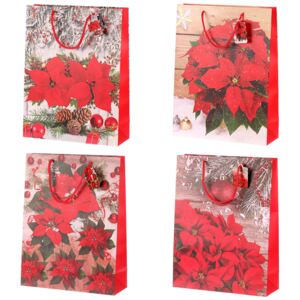 Taška dárková papírová, mix 4 druhů, cena za 1 kus, vánoční motiv SF35180