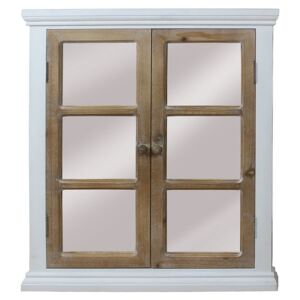 Zrcadlo ve tvaru okna XT059 jedlové dřevo, barva bílá antik a přírodní