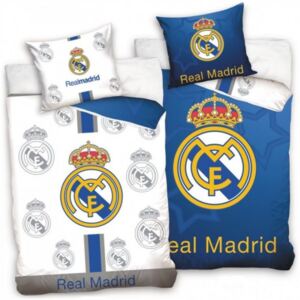 Carbotex • Fotbalové povlečení FC Real Madrid - Blue and White - 100% bavlna - 70x80 cm + 140x200 cm - Oficiální produkt Realmadrid