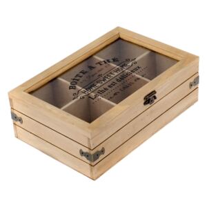 Dřevěná krabička na čaj se 6 přihrádkami Dakls Mia, 24 x 16 cm