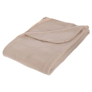 Fleecová deka - teplý a příjemný na dotek pléd z měkké bavlny v béžové barvě – 150 x 125 cm
