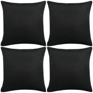 Povlaky na polštářek 4 ks se vzhledem lnu - černý | 50x50 cm