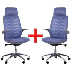 Kancelářská židle se síťovaným opěrákem SITTA GREY 1+1 ZDARMA, modrá