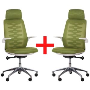 Kancelářská židle se síťovaným opěrákem SITTA WHITE 1+1 ZDARMA, zelená