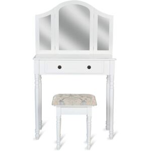 Jago 74178 Toaletní stolek se stoličkou, bílý, 80 x 40 x 136 cm