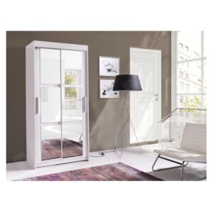 Šatní skříň s posuvnými dveřmi a zrcadlem 100 cm ALBERTA - bílá