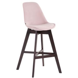 Barová židle Cannes ~ samet, dřevěné nohy cappuccino Barva Ružová