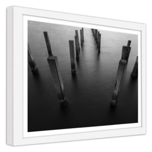CARO Obraz v rámu - Concrete Breakwaters 2 50x40 cm Bílá