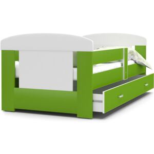 Dětská postel se šuplíkem PHILIP - 140x80 cm - zeleno-bílá