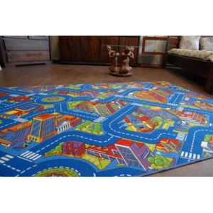 Dětský koberec BIG CITY modrý - 100x200 cm
