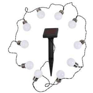 LED solární řetěz CHILLIWACK, 10x LED dioda, teplá bílá, 3,8m, bílé žárovky