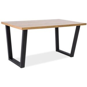 Stůl VALENTINO dub/černý 150x90, 150 x 90 cm, hnědá dub sonoma, dub