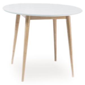 Stůl LARSON bílý/dub bělený 90x90, x 90 cm, bílá dub sonoma, dřevo